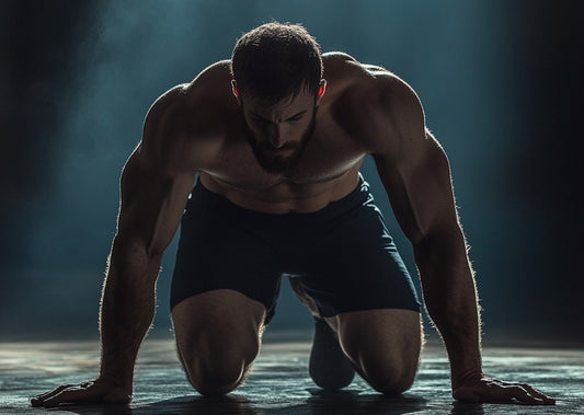 Man uses discipline to push through a workout when unmotivated.